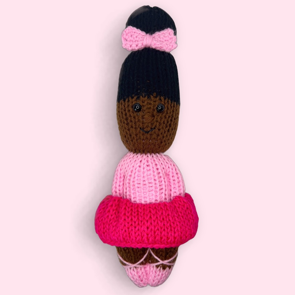 Handmade Knit Ballerina Doll with Interchangeable Tu Tu’s Handcrafted Plushie - Picture 3 of 9